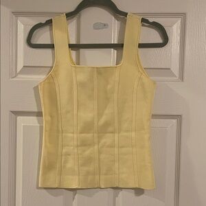 White House Black Market Light Yellow Sculpt Stretch Sweater Corset Tank Top